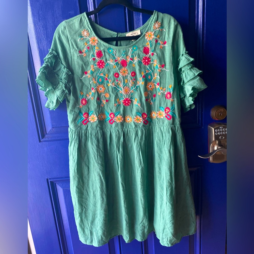 Green Embroidered Dress